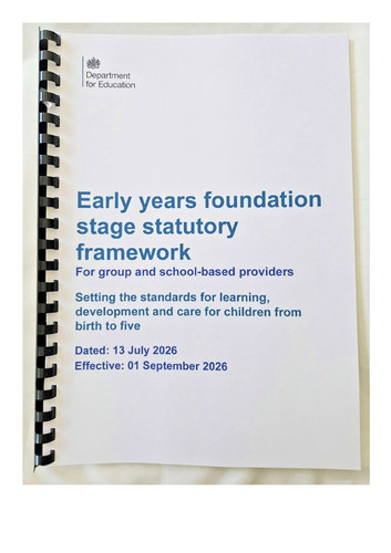 Early years statutory - years,